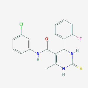 molecular formula C18H15ClFN3OS B5100473 N-(3-chlorophenyl)-4-(2-fluorophenyl)-6-methyl-2-sulfanylidene-1,2,3,4-tetrahydropyrimidine-5-carboxamide CAS No. 5986-08-3
