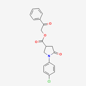 molecular formula C19H16ClNO4 B5100967 2-Oxo-2-phenylethyl 1-(4-chlorophenyl)-5-oxopyrrolidine-3-carboxylate 