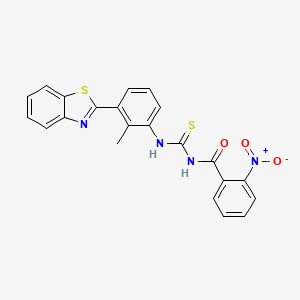 molecular formula C22H16N4O3S2 B5101189 N-{[3-(1,3-benzothiazol-2-yl)-2-methylphenyl]carbamothioyl}-2-nitrobenzamide 