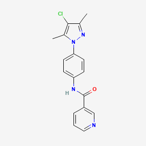 molecular formula C17H15ClN4O B5101219 N-[4-(4-chloro-3,5-dimethylpyrazol-1-yl)phenyl]pyridine-3-carboxamide 