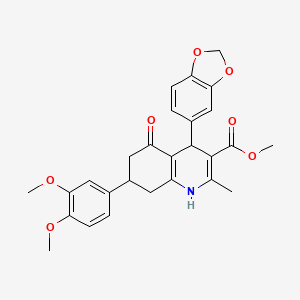 molecular formula C27H27NO7 B5101530 METHYL 4-(2H-1,3-BENZODIOXOL-5-YL)-7-(3,4-DIMETHOXYPHENYL)-2-METHYL-5-OXO-1,4,5,6,7,8-HEXAHYDROQUINOLINE-3-CARBOXYLATE 
