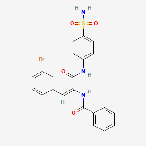 molecular formula C22H18BrN3O4S B5101535 N-[(E)-1-(3-bromophenyl)-3-oxo-3-(4-sulfamoylanilino)prop-1-en-2-yl]benzamide 