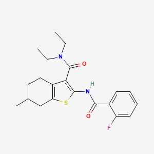 molecular formula C21H25FN2O2S B5102610 N,N-diethyl-2-{[(2-fluorophenyl)carbonyl]amino}-6-methyl-4,5,6,7-tetrahydro-1-benzothiophene-3-carboxamide 