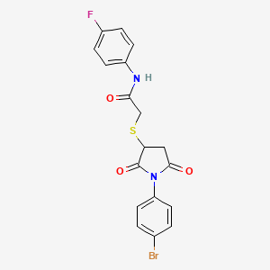 2-{[1-(4-bromophenyl)-2,5-dioxo-3-pyrrolidinyl]thio}-N-(4-fluorophenyl)acetamide