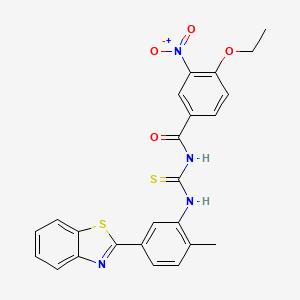 molecular formula C24H20N4O4S2 B5103004 N-{[5-(1,3-benzothiazol-2-yl)-2-methylphenyl]carbamothioyl}-4-ethoxy-3-nitrobenzamide 
