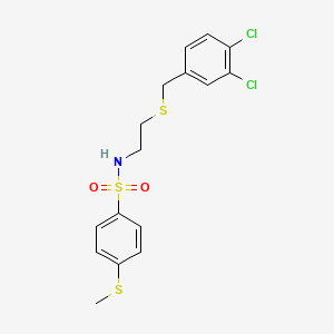 molecular formula C16H17Cl2NO2S3 B5103019 N-(2-{[(3,4-DICHLOROPHENYL)METHYL]SULFANYL}ETHYL)-4-(METHYLSULFANYL)BENZENESULFONAMIDE 
