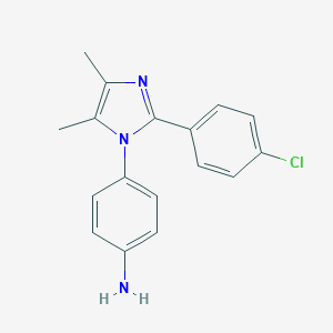 molecular formula C17H16ClN3 B510347 4-[2-(4-chlorophenyl)-4,5-dimethyl-1H-imidazol-1-yl]aniline CAS No. 754996-28-6