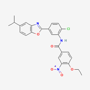 molecular formula C25H22ClN3O5 B5103669 N-{2-chloro-5-[5-(propan-2-yl)-1,3-benzoxazol-2-yl]phenyl}-4-ethoxy-3-nitrobenzamide 