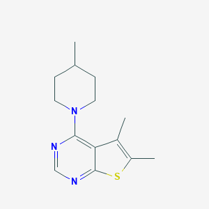 molecular formula C14H19N3S B510407 5,6-Dimethyl-4-(4-methyl-1-piperidinyl)thieno[2,3-d]pyrimidine CAS No. 302952-38-1
