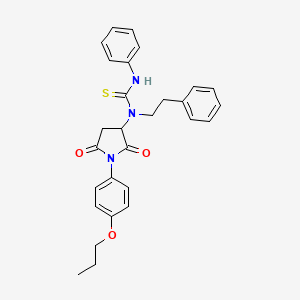 molecular formula C28H29N3O3S B5104086 1-[2,5-Dioxo-1-(4-propoxyphenyl)pyrrolidin-3-yl]-3-phenyl-1-(2-phenylethyl)thiourea 