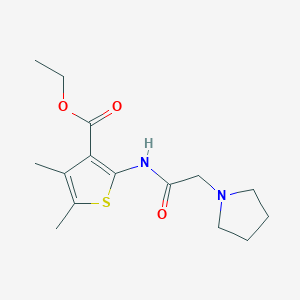 molecular formula C15H22N2O3S B510412 Ethyl 4,5-dimethyl-2-[(2-pyrrolidin-1-ylacetyl)amino]thiophene-3-carboxylate CAS No. 317375-74-9