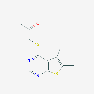 molecular formula C11H12N2OS2 B510413 1-({5,6-Dimethylthieno[2,3-d]pyrimidin-4-yl}sulfanyl)propan-2-one CAS No. 315685-40-6