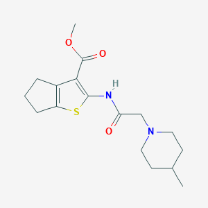 molecular formula C17H24N2O3S B510415 methyl 2-[2-(4-methylpiperidin-1-yl)acetamido]-4H,5H,6H-cyclopenta[b]thiophene-3-carboxylate CAS No. 315707-66-5