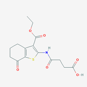 molecular formula C15H17NO6S B510423 4-{[3-(Ethoxycarbonyl)-7-oxo-4,5,6,7-tetrahydro-1-benzothiophen-2-yl]amino}-4-oxobutanoic acid CAS No. 331760-61-3