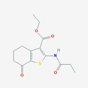 molecular formula C14H17NO4S B510424 Ethyl 7-oxo-2-(propanoylamino)-4,5,6,7-tetrahydro-1-benzothiophene-3-carboxylate CAS No. 108940-06-3