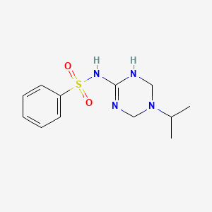 molecular formula C12H18N4O2S B5104406 N-[5-(propan-2-yl)-1,4,5,6-tetrahydro-1,3,5-triazin-2-yl]benzenesulfonamide 