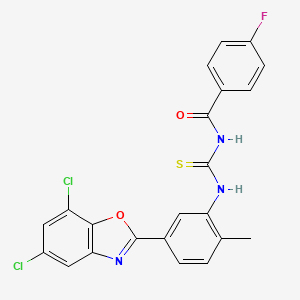 molecular formula C22H14Cl2FN3O2S B5104499 N-{[5-(5,7-dichloro-1,3-benzoxazol-2-yl)-2-methylphenyl]carbamothioyl}-4-fluorobenzamide 