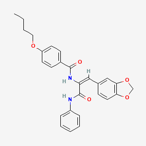 molecular formula C27H26N2O5 B5104890 N-[(E)-3-anilino-1-(1,3-benzodioxol-5-yl)-3-oxoprop-1-en-2-yl]-4-butoxybenzamide 