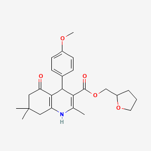 molecular formula C25H31NO5 B5104981 Tetrahydrofuran-2-ylmethyl 4-(4-methoxyphenyl)-2,7,7-trimethyl-5-oxo-1,4,5,6,7,8-hexahydroquinoline-3-carboxylate 
