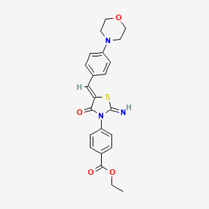 molecular formula C23H23N3O4S B5105492 ETHYL 4-{2-IMINO-5-[(Z)-1-(4-MORPHOLINOPHENYL)METHYLIDENE]-4-OXO-1,3-THIAZOLAN-3-YL}BENZOATE 