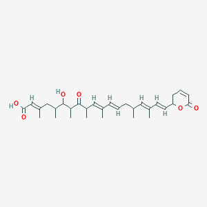 molecular formula C31H44O6 B051055 6-Hydroxy-3,5,7,9,11,15,17-heptamethyl-8-oxo-19-(6-oxo-2,3-dihydropyran-2-yl)nonadeca-2,10,12,16,18-pentaenoic acid CAS No. 111278-01-4