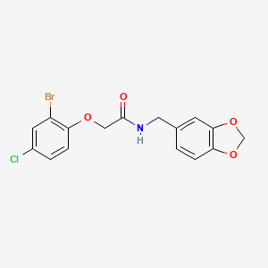 molecular formula C16H13BrClNO4 B5105746 N-[(2H-1,3-BENZODIOXOL-5-YL)METHYL]-2-(2-BROMO-4-CHLOROPHENOXY)ACETAMIDE 