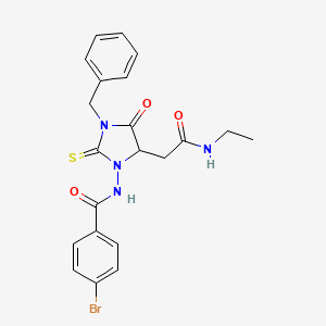 molecular formula C21H21BrN4O3S B5106107 N-[3-benzyl-5-[2-(ethylamino)-2-oxoethyl]-4-oxo-2-sulfanylideneimidazolidin-1-yl]-4-bromobenzamide 