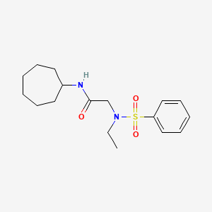 molecular formula C17H26N2O3S B5106597 N-cycloheptyl-N~2~-ethyl-N~2~-(phenylsulfonyl)glycinamide 