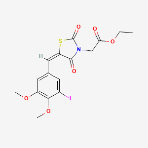 molecular formula C16H16INO6S B5107281 ethyl [(5E)-5-(3-iodo-4,5-dimethoxybenzylidene)-2,4-dioxo-1,3-thiazolidin-3-yl]acetate 