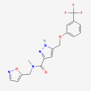 molecular formula C17H15F3N4O3 B5107721 N-methyl-N-(1,2-oxazol-5-ylmethyl)-5-[[3-(trifluoromethyl)phenoxy]methyl]-1H-pyrazole-3-carboxamide 