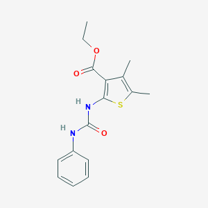 molecular formula C16H18N2O3S B510797 Ethyl 2-[(anilinocarbonyl)amino]-4,5-dimethyl-3-thiophenecarboxylate CAS No. 106666-26-6