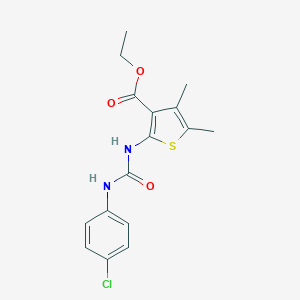 molecular formula C16H17ClN2O3S B510805 Ethyl 2-(3-(4-chlorophenyl)ureido)-4,5-dimethylthiophene-3-carboxylate CAS No. 379727-14-7