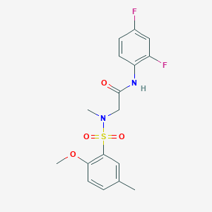 molecular formula C17H18F2N2O4S B5108714 N-(2,4-difluorophenyl)-2-[(2-methoxy-5-methylphenyl)sulfonyl-methylamino]acetamide 