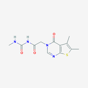 molecular formula C12H14N4O3S B510882 N-[(5,6-dimethyl-4-oxothieno[2,3-d]pyrimidin-3(4H)-yl)acetyl]-N'-methylurea CAS No. 875744-41-5