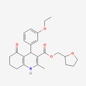 molecular formula C24H29NO5 B5108845 Tetrahydrofuran-2-ylmethyl 4-(3-ethoxyphenyl)-2-methyl-5-oxo-1,4,5,6,7,8-hexahydroquinoline-3-carboxylate 