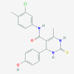 molecular formula C19H18ClN3O2S B5109089 N-(3-chloro-4-methylphenyl)-4-(4-hydroxyphenyl)-6-methyl-2-sulfanylidene-3,4-dihydro-1H-pyrimidine-5-carboxamide 
