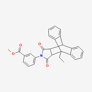 molecular formula C28H23NO4 B5109096 Methyl 3-(1-ethyl-16,18-dioxo-17-azapentacyclo[6.6.5.0~2,7~.0~9,14~.0~15,19~]nonadeca-2,4,6,9,11,13-hexaen-17-yl)benzoate (non-preferred name) 