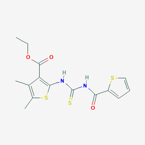 molecular formula C15H16N2O3S3 B5109545 Ethyl 4,5-dimethyl-2-({[(2-thienylcarbonyl)amino]carbothioyl}amino)-3-thiophenecarboxylate 