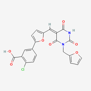 molecular formula C21H13ClN2O7 B5110093 2-chloro-5-[5-[(Z)-[1-(furan-2-ylmethyl)-2,4,6-trioxo-1,3-diazinan-5-ylidene]methyl]furan-2-yl]benzoic acid 