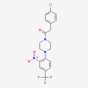 molecular formula C19H17ClF3N3O3 B5110137 2-(4-CHLOROPHENYL)-1-{4-[2-NITRO-4-(TRIFLUOROMETHYL)PHENYL]PIPERAZIN-1-YL}ETHAN-1-ONE 