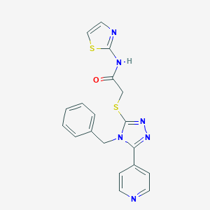 molecular formula C19H16N6OS2 B511021 2-{[4-benzyl-5-(4-pyridinyl)-4H-1,2,4-triazol-3-yl]sulfanyl}-N-(1,3-thiazol-2-yl)acetamide CAS No. 603099-90-7