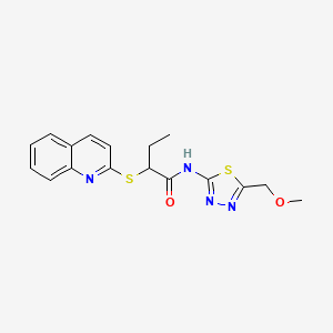 molecular formula C17H18N4O2S2 B5110285 N-[5-(methoxymethyl)-1,3,4-thiadiazol-2-yl]-2-quinolin-2-ylsulfanylbutanamide 
