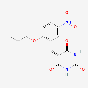 molecular formula C14H13N3O6 B5110303 5-[(5-Nitro-2-propoxyphenyl)methylidene]-1,3-diazinane-2,4,6-trione 