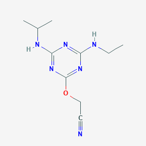 molecular formula C10H16N6O B511035 {[4-(Ethylamino)-6-(isopropylamino)-1,3,5-triazin-2-yl]oxy}acetonitrile CAS No. 33949-43-8