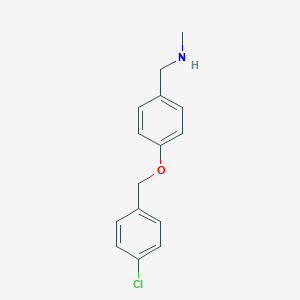 molecular formula C15H16ClNO B511056 N-{4-[(4-chlorobenzyl)oxy]benzyl}-N-methylamine CAS No. 120694-60-2