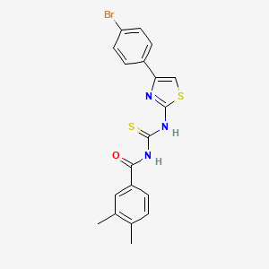 molecular formula C19H16BrN3OS2 B5110571 N-{[4-(4-bromophenyl)-1,3-thiazol-2-yl]carbamothioyl}-3,4-dimethylbenzamide 