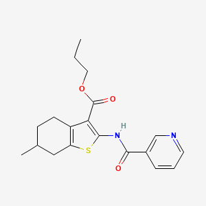 molecular formula C19H22N2O3S B5111097 Propyl 6-methyl-2-[(pyridin-3-ylcarbonyl)amino]-4,5,6,7-tetrahydro-1-benzothiophene-3-carboxylate 