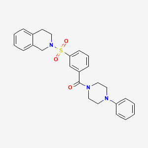 molecular formula C26H27N3O3S B5111306 [3-(3,4-dihydro-1H-isoquinolin-2-ylsulfonyl)phenyl]-(4-phenylpiperazin-1-yl)methanone 