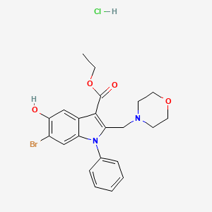 molecular formula C22H24BrClN2O4 B5111433 ETHYL6-BROMO-5-HYDROXY-2-(MORPHOLIN-4-IUM-4-YLMETHYL)-1-PHENYLINDOLE-3-CARBOXYLATE CHLORIDE CAS No. 88461-88-5