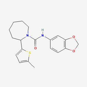 molecular formula C19H22N2O3S B5111491 N-(2H-1,3-Benzodioxol-5-YL)-2-(5-methylthiophen-2-YL)azepane-1-carboxamide 